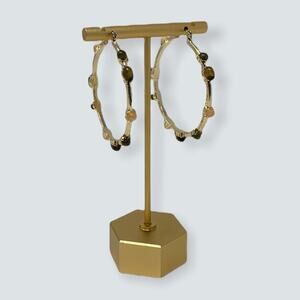 14th & Union Stone Studded Gold-tone Hoop Earrings